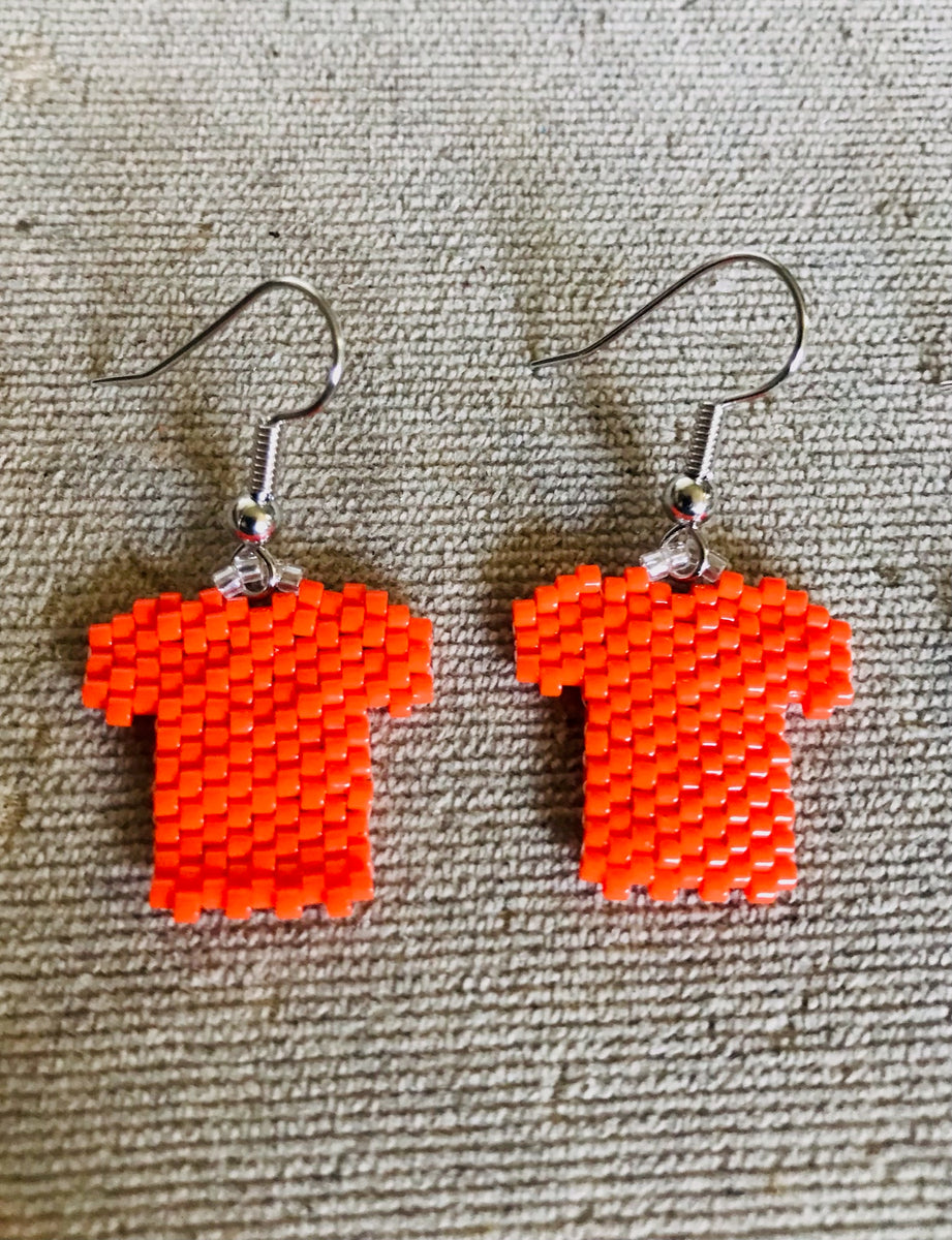 TNT Orange Yarn Earrings