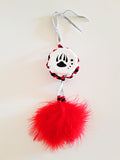 Small Drums with Glass Beads & Feathers