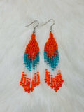 Orange, Turquoise & White Fringe Earrings