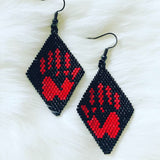 Red Hand Beaded Earrings