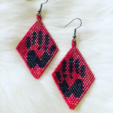 Red Hand Beaded Earrings