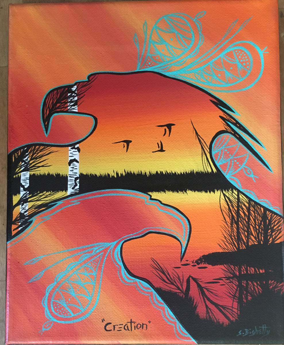 Creation Eagle Indigenous Painting Acrylic on Canvas IndigeneArts