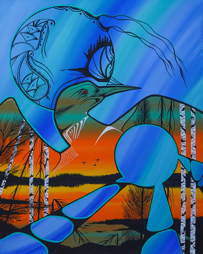 The Loon, Indigenous Painting, Acrylic on Canvas