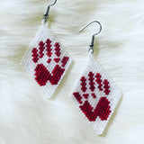 Red Hand Beaded Earrings