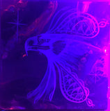 Eagle, Fluorescent, Glowing Indigenous Painting, Acrylic on Canvas Board