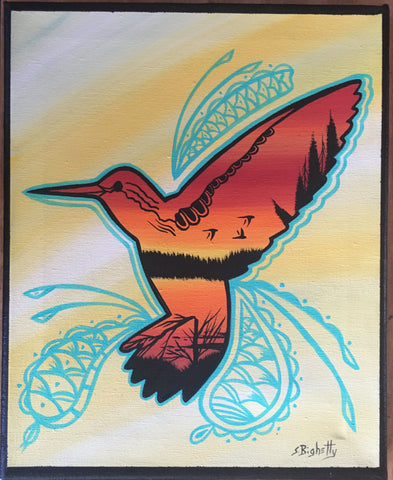 Freedom, The Hummingbird, Indigenous Painting, Canvas