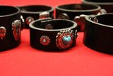 Indigenous Leather Bracelet with Metal Flower Decoration