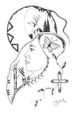 11"x14" ink drawing - Lake Spirit - The Spiritual Journey Within The Four Directions of Reconciliation