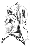 11"x14" ink drawing - Stand Off - The Spiritual Journey Within The Four Directions of Reconciliation