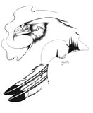 11"x14" ink drawing - Eagle Feathers 3 - The Spiritual Journey Within The Four Directions of Reconciliation