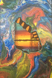 Butterfly, Fluorescent Glowing Painting, Acrylic on Canvas