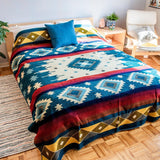 Multicolored Alpaca Wool Native Tribal Blanket