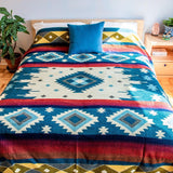 Multicolored Alpaca Wool Native Tribal Blanket