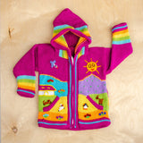 Girls Wool Knitted Sweater, Animal Jacket, Baby Cardigan