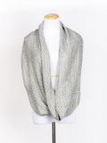 Infinity Loop Wool Knit Boho Scarf (White & Grey)