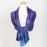 Handwoven Pashmina Lightweight Indigo Blue with Pink Shawl / Scarf