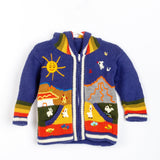 Kids Handknitted Embroidered Wool Sweater / Toddler Hoodie