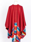 Hand-Woven Pashmina Reversible Wool Poncho, Ethnic Style