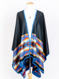 Reversible Hand-woven Pashmina Wool Poncho, Ethnic Style