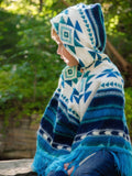 Blue Unisex Alpaca Baby Poncho, Ethnic Print