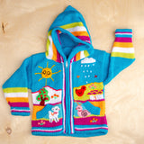 Kids Handknitted Embroidered Wool Sweater / Toddler Hoodie