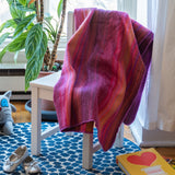 Cozy Alpaca Wool Baby Blanket, Traditionally Woven, in Pink Tones