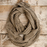 Infinity Loop Wool Knit Boho Scarf (White & Grey)