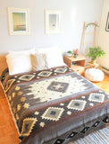 Tribal Traditional Warm Alpaca Wool Boho Throw Blanket (Queen)