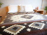 Tribal Traditional Warm Alpaca Wool Boho Throw Blanket (Queen)