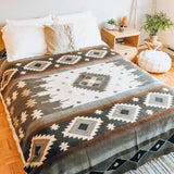 Tribal Traditional Warm Alpaca Wool Boho Throw Blanket (Queen)