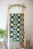Wool Throw Blanket - Aztec Alpaca Wool Throw, Navajo Desert Blanket (Green)