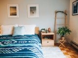 Native Tribal Alpaca Wool Picnic Boho Blanket / Throw (Teal, Queen)