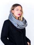 Grey & Blue Alpaca Wool Infinity Scarf
