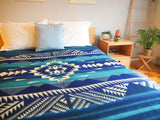 Native Tribal Alpaca Wool Picnic Boho Blanket / Throw (Teal, Queen)