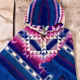 Unisex Alpaca Toddler Poncho / Boho Hoodie, Ethnic Print Cape