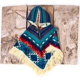 Unisex Alpaca Toddler Poncho / Boho Hoodie, Ethnic Print Cape