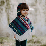 Unisex Alpaca Toddler Poncho / Boho Hoodie, Ethnic Print Cape
