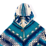 Blue Unisex Alpaca Baby Poncho, Ethnic Print