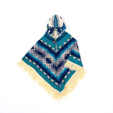 Blue Unisex Alpaca Baby Poncho, Ethnic Print