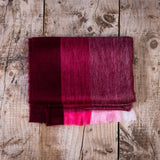 Alpaca Wool Shawl / Scarf, Chic Oversized Burgundy Stripes