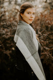 Alpaca Wol Shawl / Chic Oversized Scarf, Grey Stripes