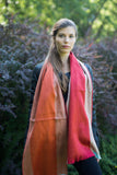 Chic Oversized Alpaca Wool Shawl / Wrap for Fall, Orange Tones