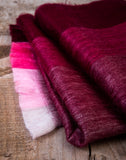Alpaca Wool Shawl / Scarf, Chic Oversized Burgundy Stripes