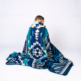 Native Tribal Alpaca Wool Picnic Boho Blanket / Throw (Teal, Queen)