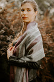 Alpaca Wool Shawl or Scarf, Grey & Lilac Stripes