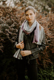 Alpaca Wool Shawl or Scarf, Grey & Lilac Stripes