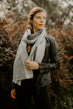 Alpaca Wol Shawl / Chic Oversized Scarf, Grey Stripes