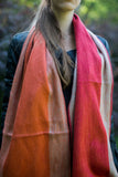 Chic Oversized Alpaca Wool Shawl / Wrap for Fall, Orange Tones
