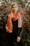 Chic Oversized Alpaca Wool Shawl / Wrap for Fall, Orange Tones