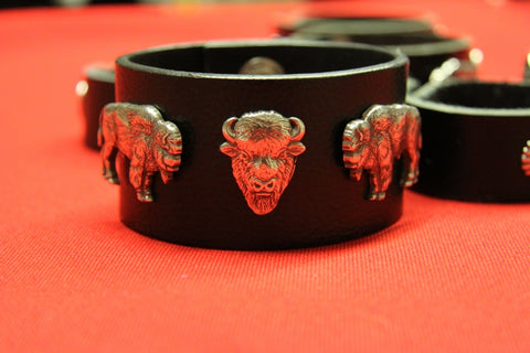 Indigenous Leather Bracelet with Metal Animals Decorations